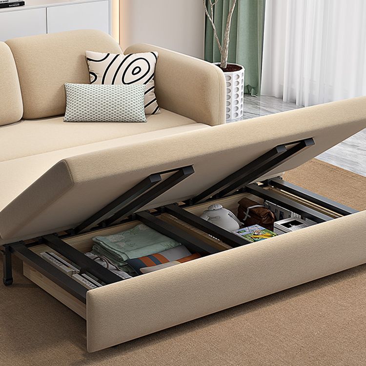 Beige Velvet Sleeper Sofa 31.49" Wide Scandinavian Sofa Bed with Upholstered