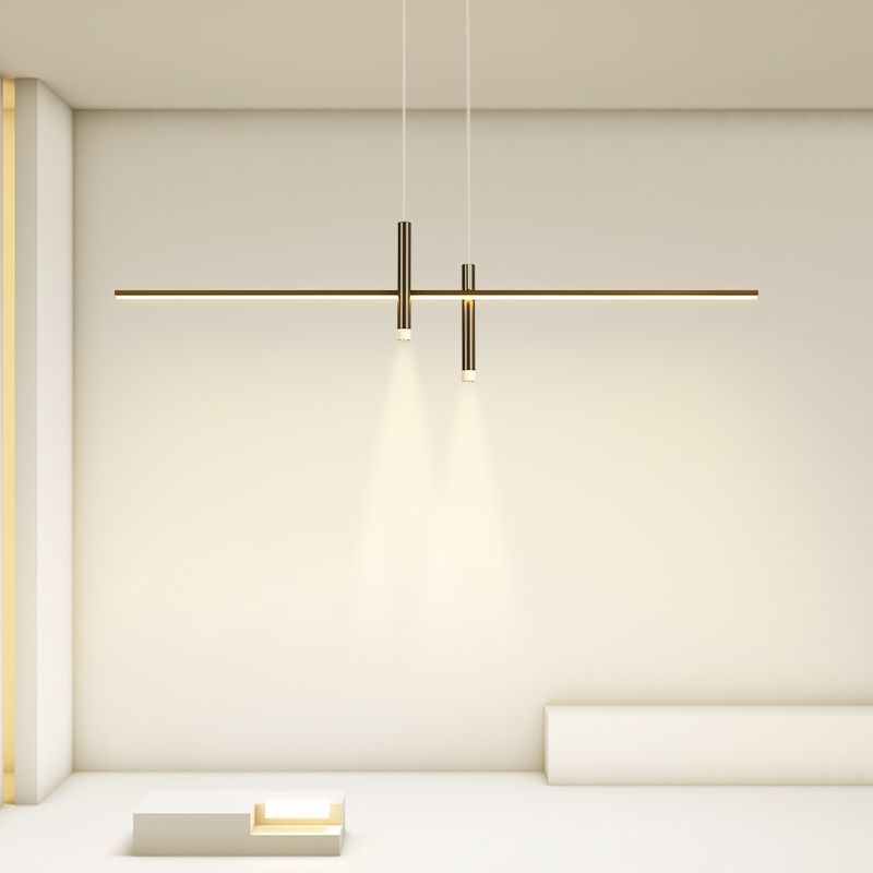 Luci a ciondolo dell'isola lineare contemporanea Metal 3 Lights Freepurs