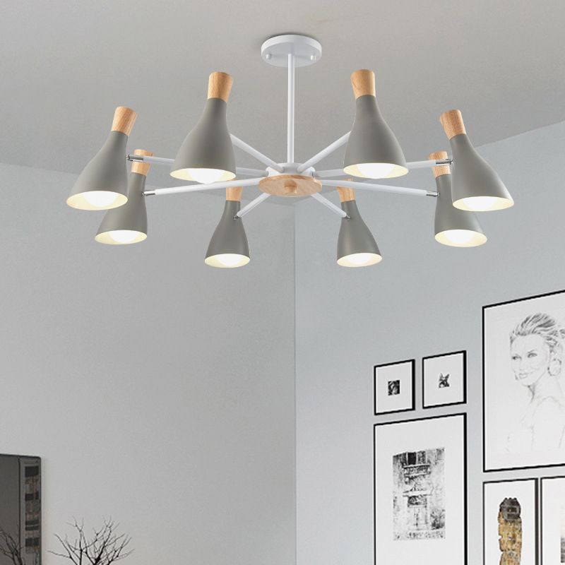 IJzeren bias-gesneden fles kroonluchter lamp macaron stijl houten hanger licht voor woonkamer