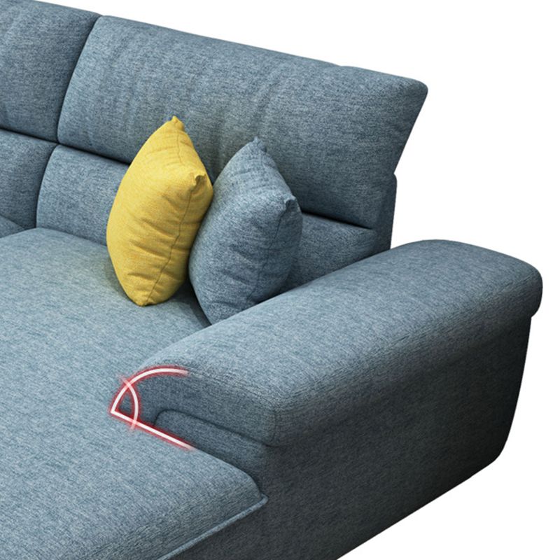 Contemporary Linen/Faux Leather Cushions Sectional Pillow Top Arm Sofa and Chaise