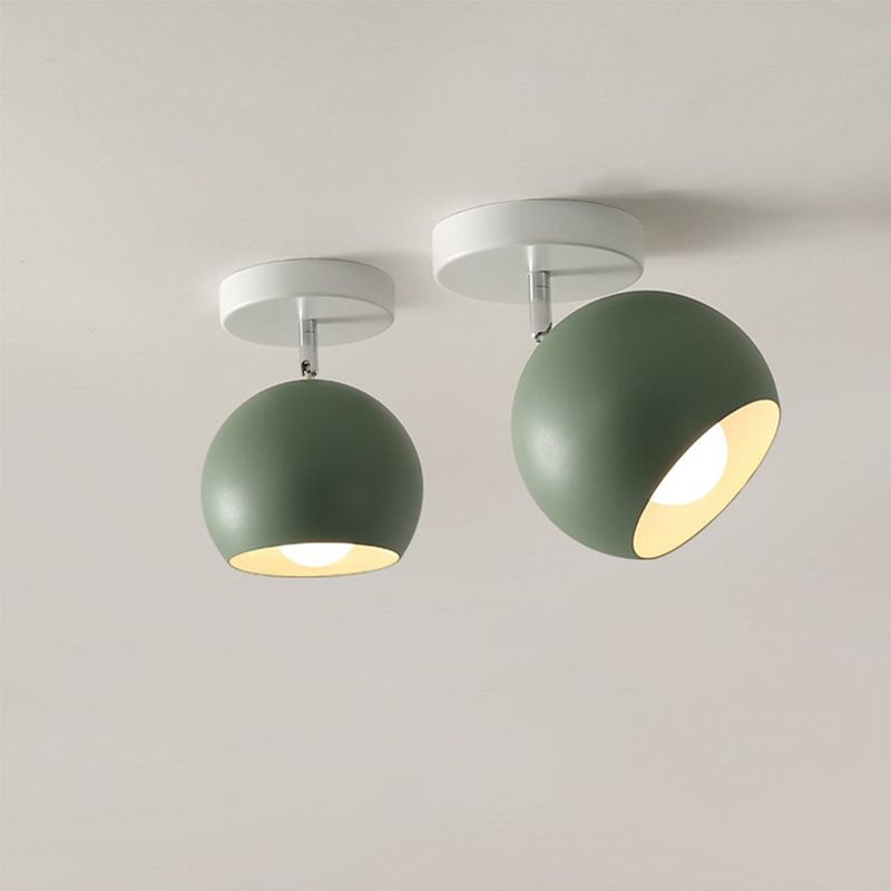 Colorful Macaron Semicircle Flush Mount Ceiling Light Metallic LED Lamp for Bedroom