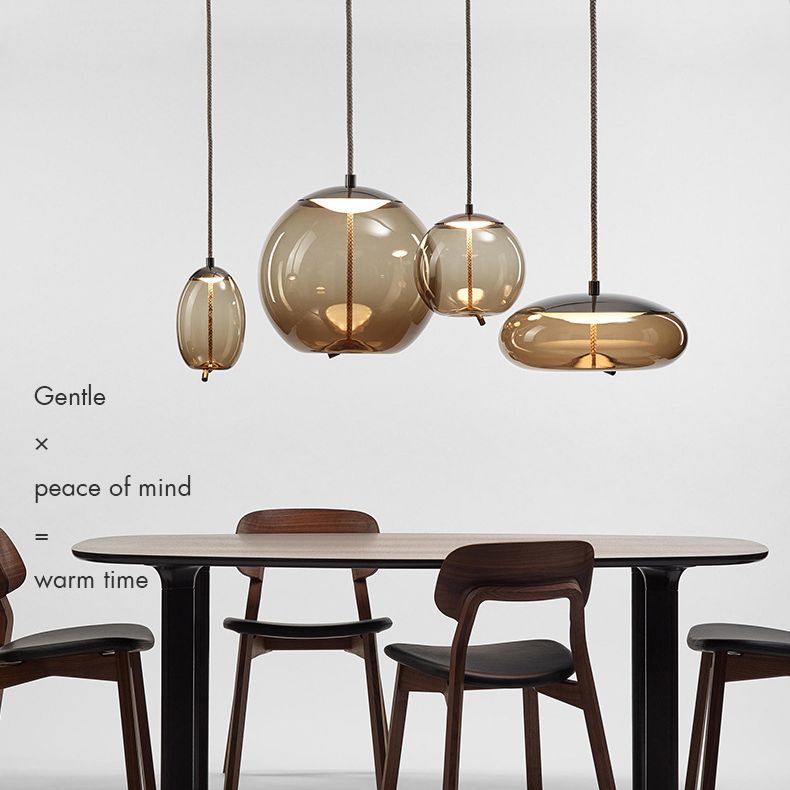 Modern plafond hanglamp met schaduwglas 1 lichte druppel hanger