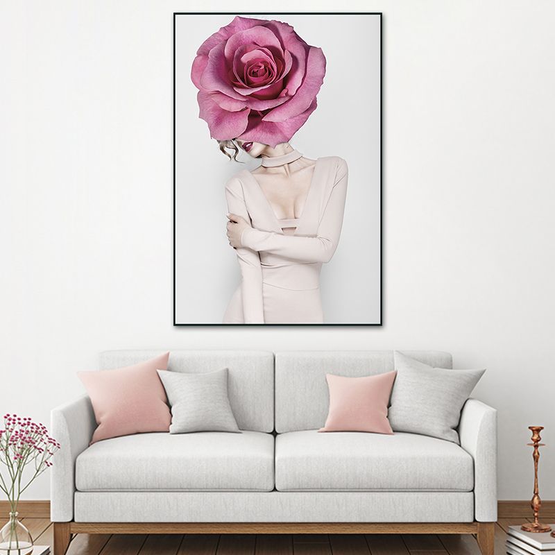 Photography Flower Girl Canvas Print Soft Color Modern Style Painting for Living Room