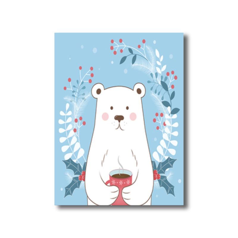 White Bear Wall Art Print Children's Art Textured Wrapped Canvas for Kids Bedroom