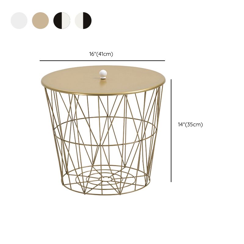 Fram Base Coffee or End Table with Storage Contemporary Metal Round Top