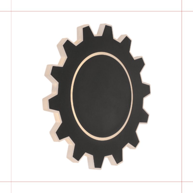 Simple Style Gear Wall Sconce Light Acrylic Black/White LED Bedside Wall Mount Light in Warm/White Light