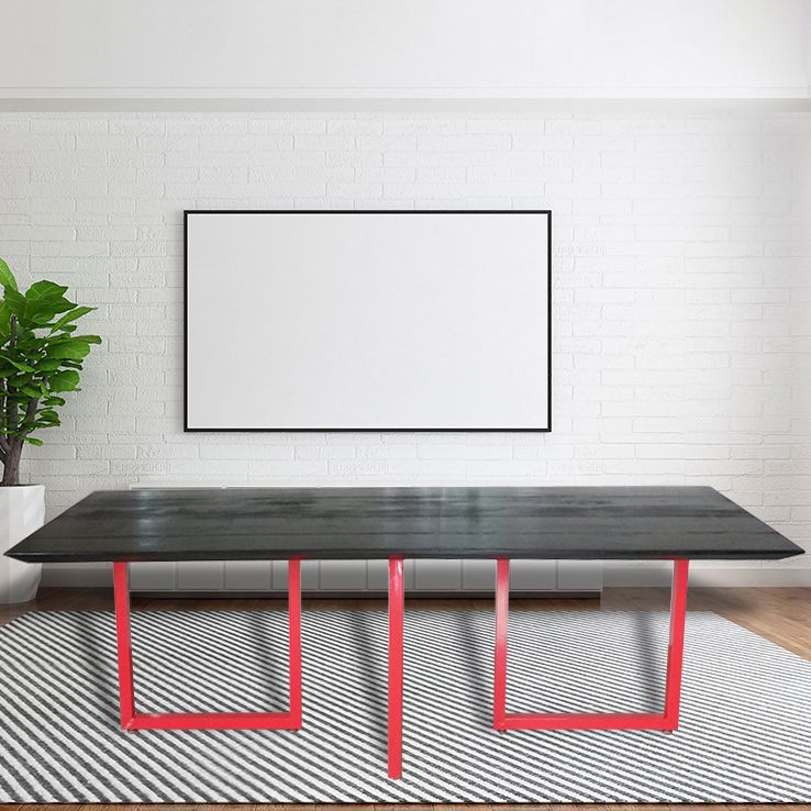 Mesa de comedor de rectángulo industrial de metal mesa de madera maciza para comedor