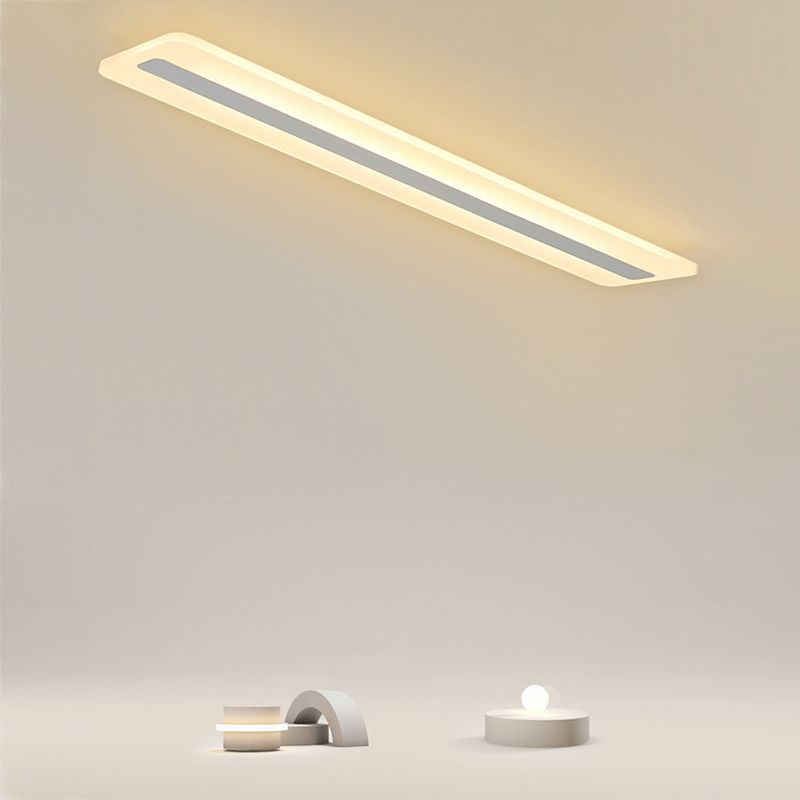 Plafonnier encastré linéaire en métal, plafonnier moderne à 1 lumière, blanc