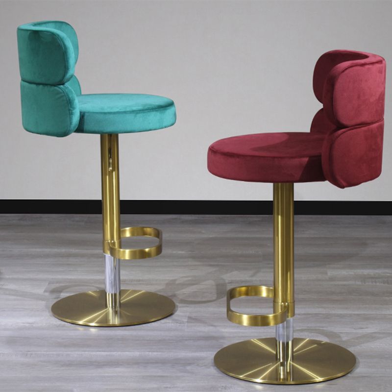 Glam Style Counter Stool Leather Adjustable Height Bar Stool with Swivel