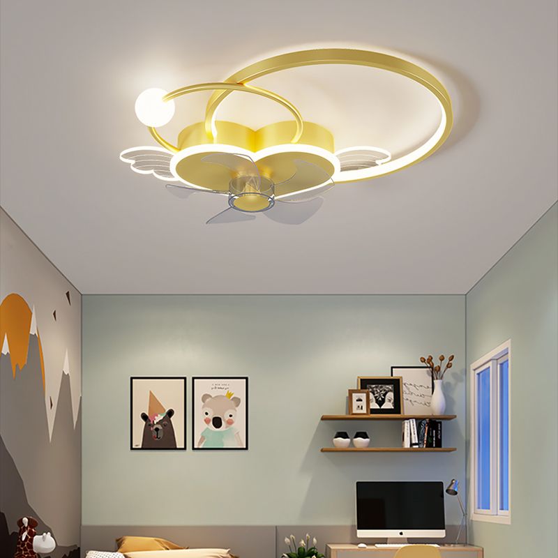 Heart and Halo en forma de techo en forma de anillo Cartoon acrílico LED LED Semi Flush Light