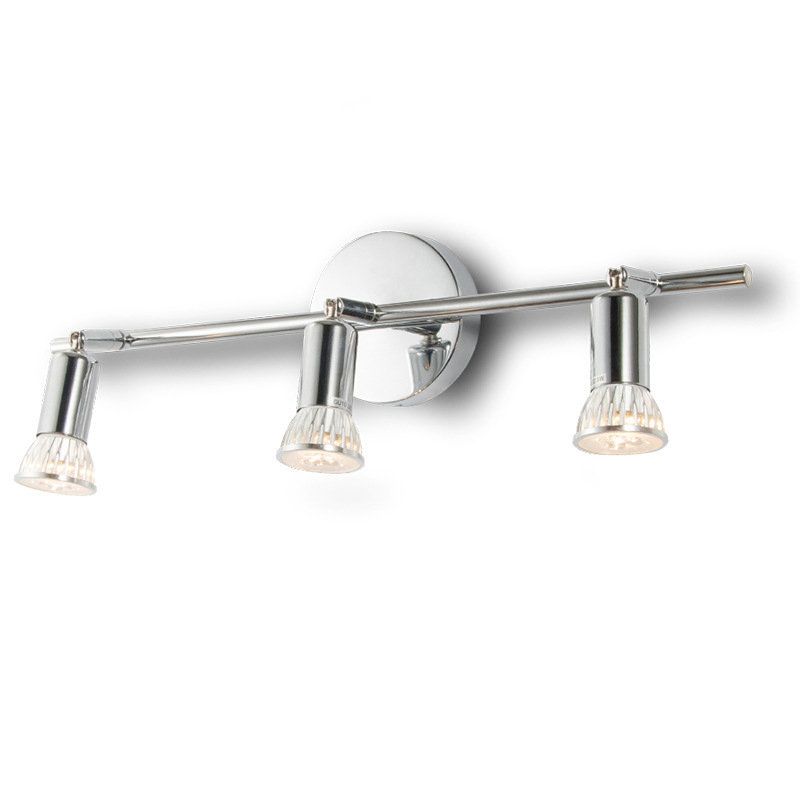 3-Lights Adjustable LED Mirror Light Simplicity Style Stainless Steel Cylindrical Vanity Light in Chrome