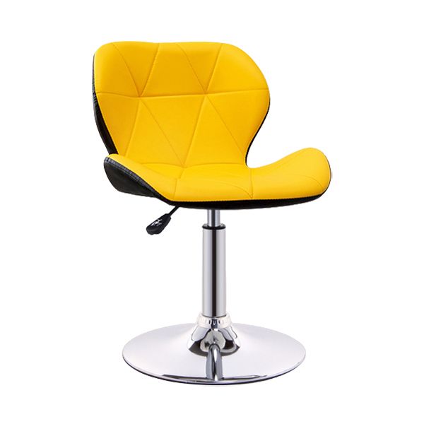 Scandinavian Metal Barstool Low Back PU Leather Furniture in Matte Finish for Indoor