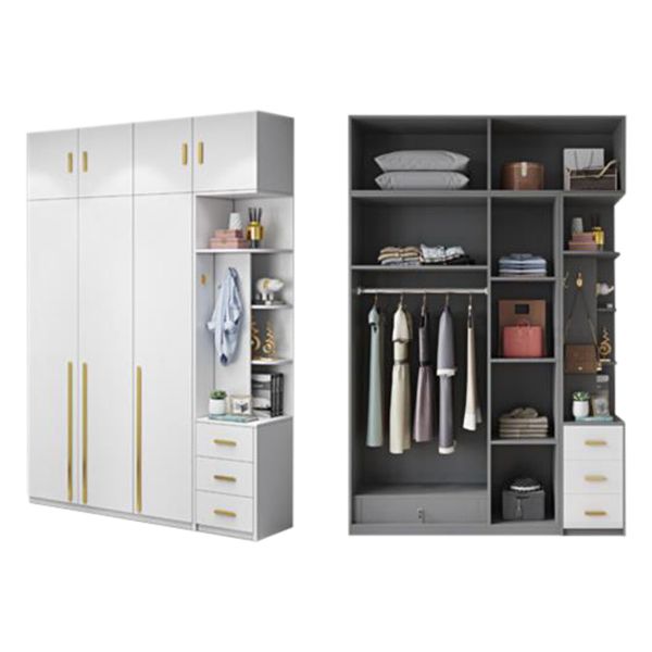White Colour Wooden Wardrobe Soft Close Door Wardrobe Closet with Garment Rod