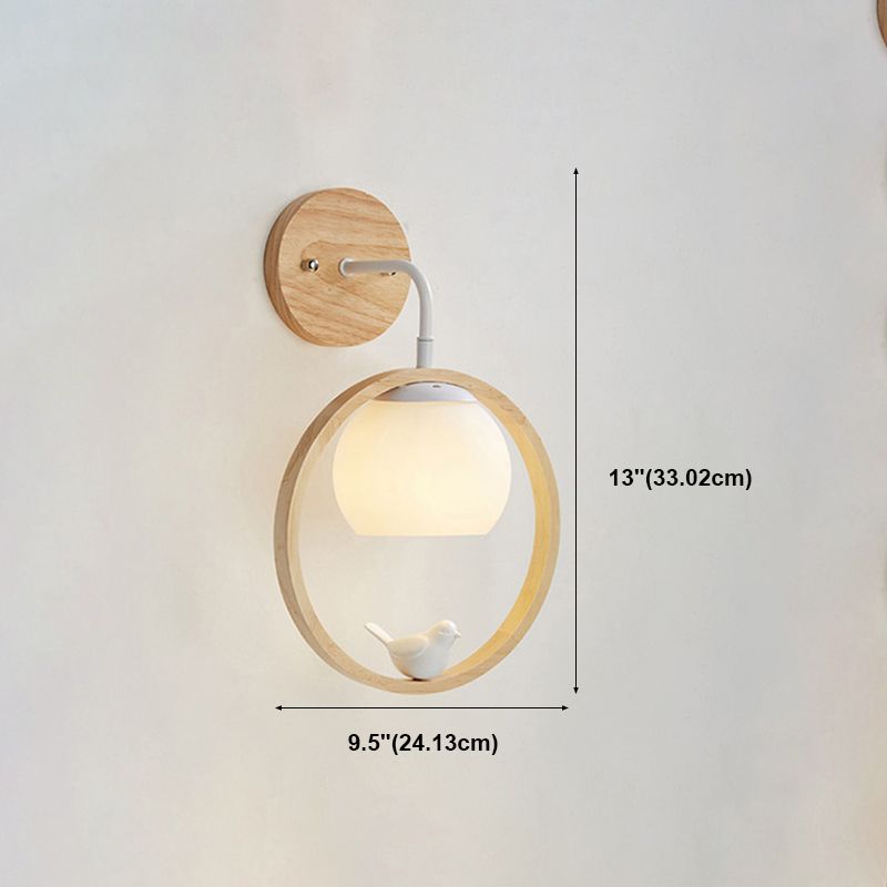 Modern Style Round Wall Light Sconces Wood 1 Light Wall Lighting Ideas