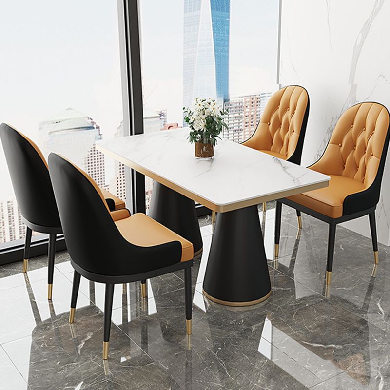 Leather Upholstered Chair Set Scandinavian 1/2/5 Pieces White Dining Table and Chairs