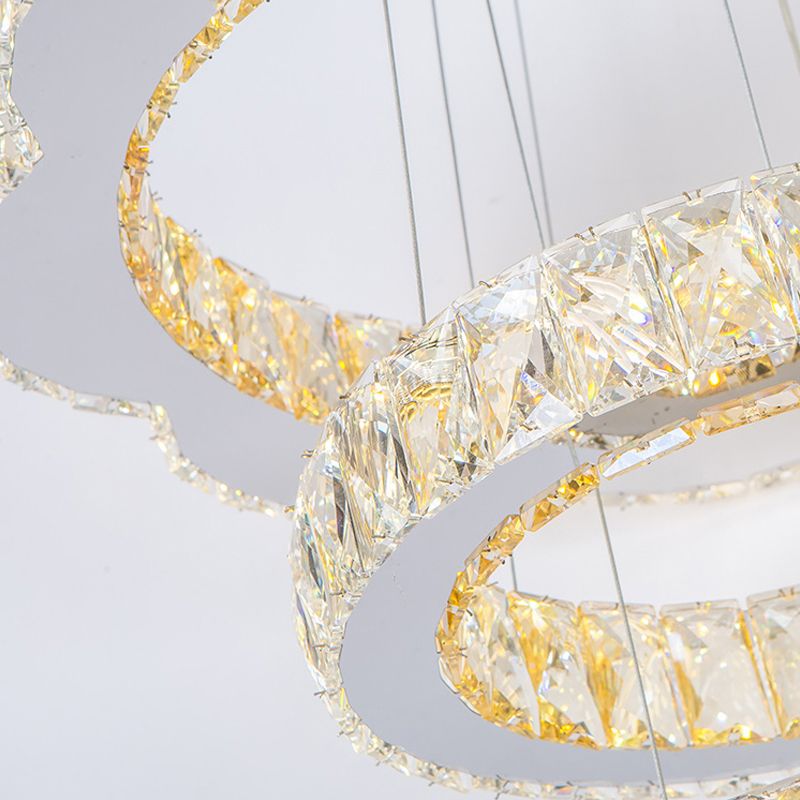Crystal Block 3 Tiers Lamera lampadina Light Contemporary Gold Appedfiling Lampada in luce calda/bianca per l'isola della cucina