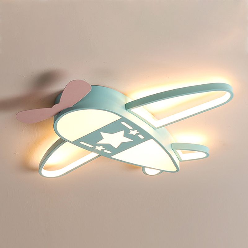 Metal Plane Shape Flush Ceiling Light Kid Style 5 Lights Flush Ceiling Light Fixtures