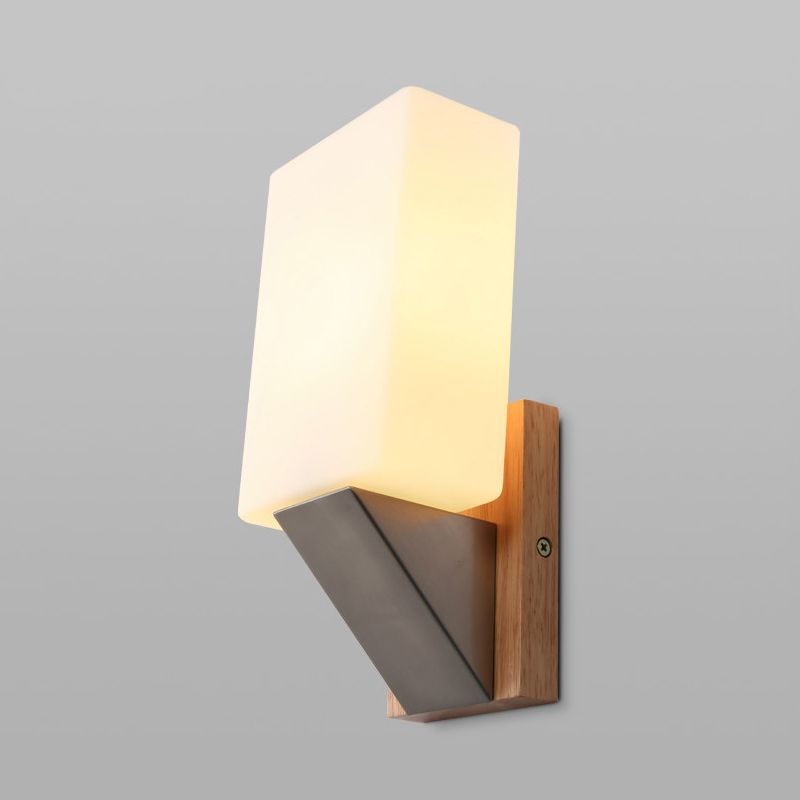 Modern Style Rectangle Sconce Light Fixtures Wood 1 Light Wall Mounted Lighting