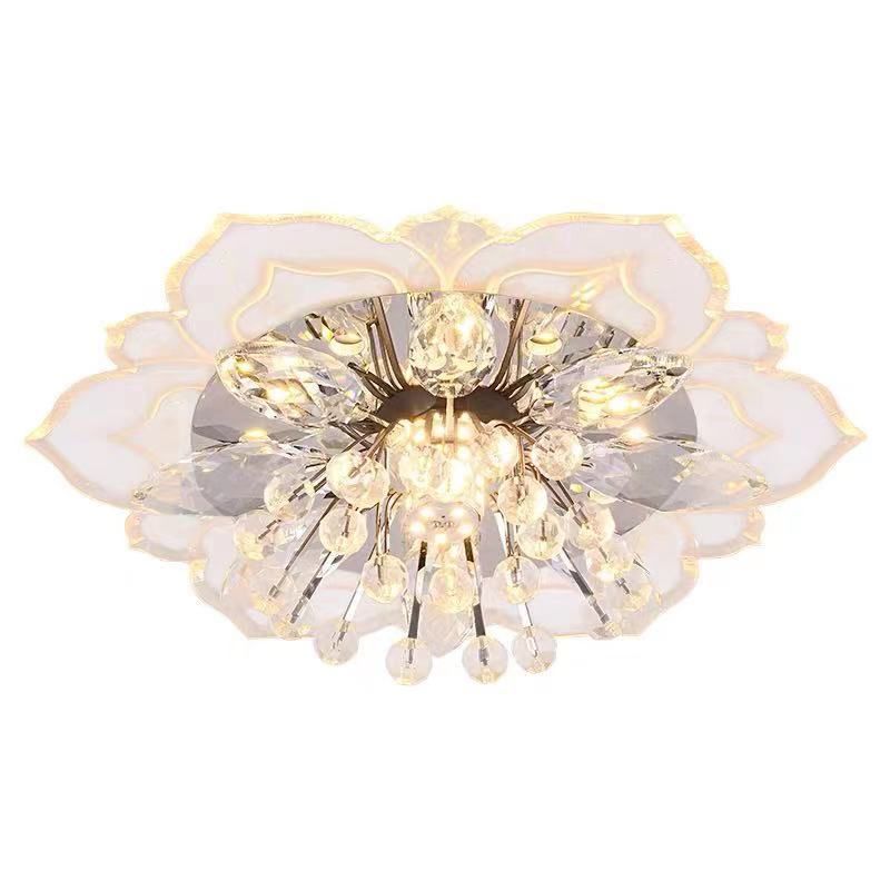 Flower-shaded Flush Mount Ceiling Light Fixture Modern Crystal Flushmount Recessed Lighting