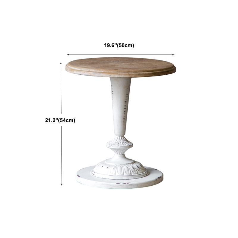 French Country Distressed Wooden Coffee Table Round Top Cocktail Table for Living Room