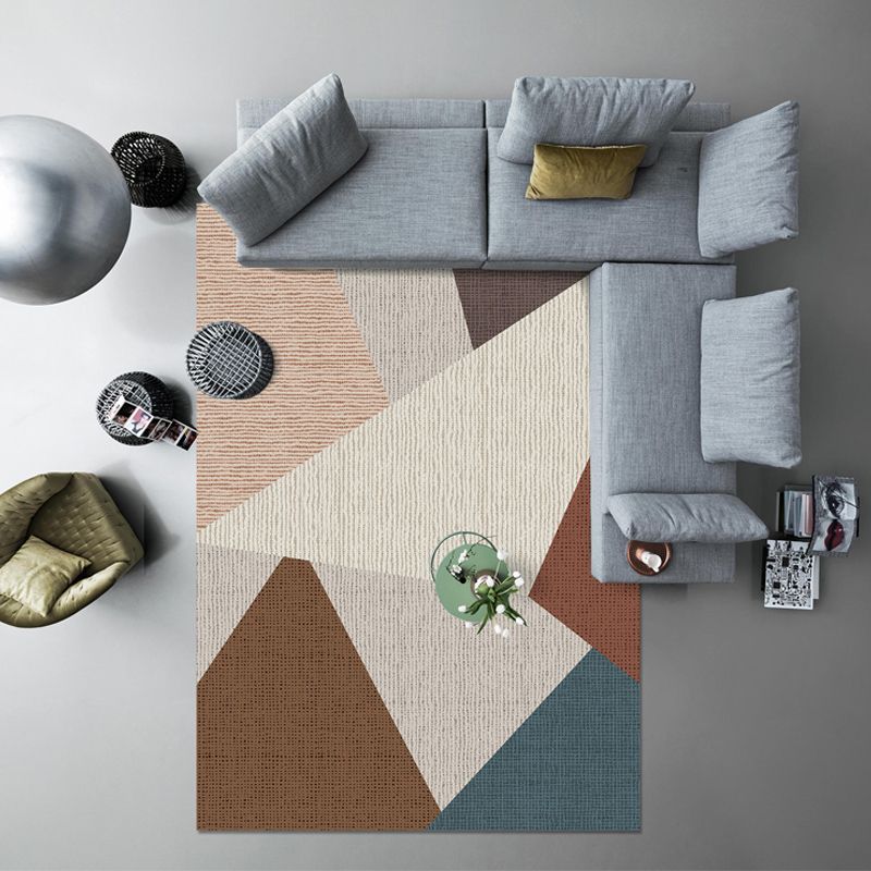 Environmental Geometric Color-Block Rug Multi Color Simplicity Rug Synthetics Pet Friendly Washable Non-Slip Rug for Room