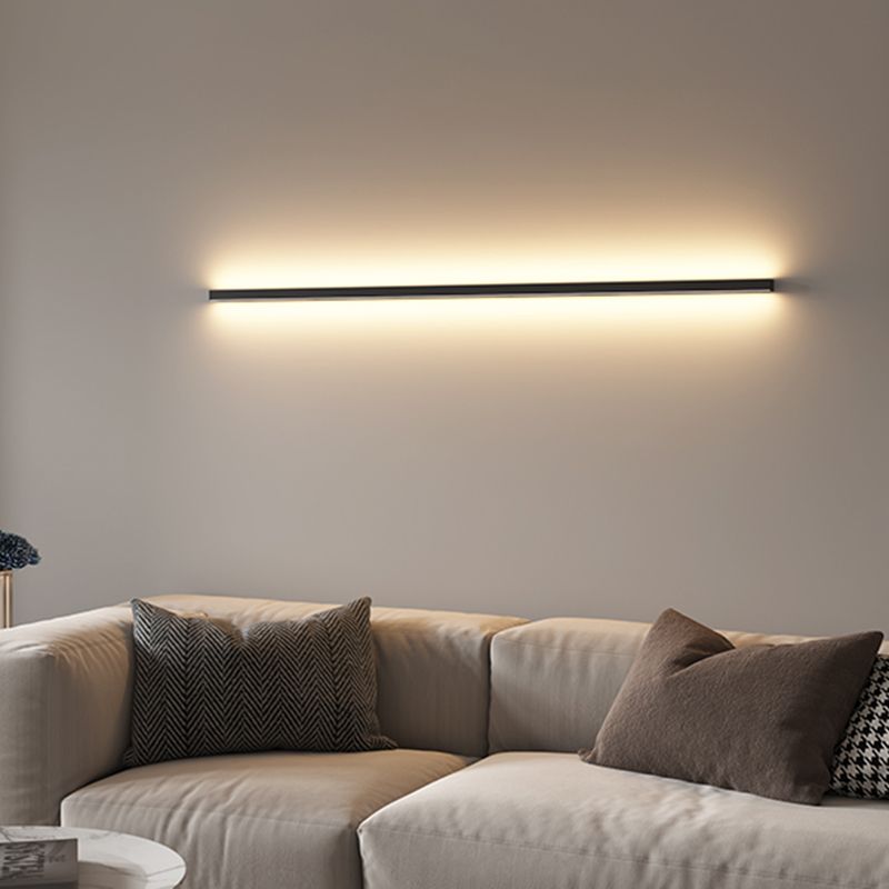 Metal Linear Shape Wall Light Modern Style 1-Light Wall Mounted Light in Black