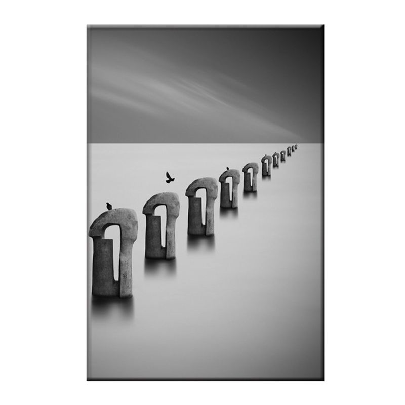 Winterscape Wall Art Minimalist Endless Trunk Canvas Print in Grey for Sitting Room