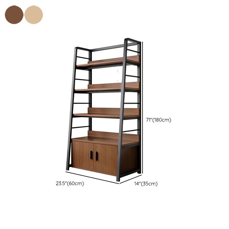 Ladder Open Back Bookshelf Modern Style Engineered Wood Bookcase with Shelves