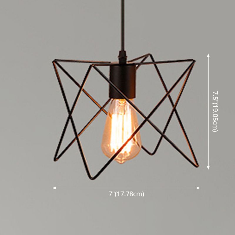 1 Light Cage Hanging Light Fixtures Retro Industrial Metal Ceiling Pendant for Restaurant