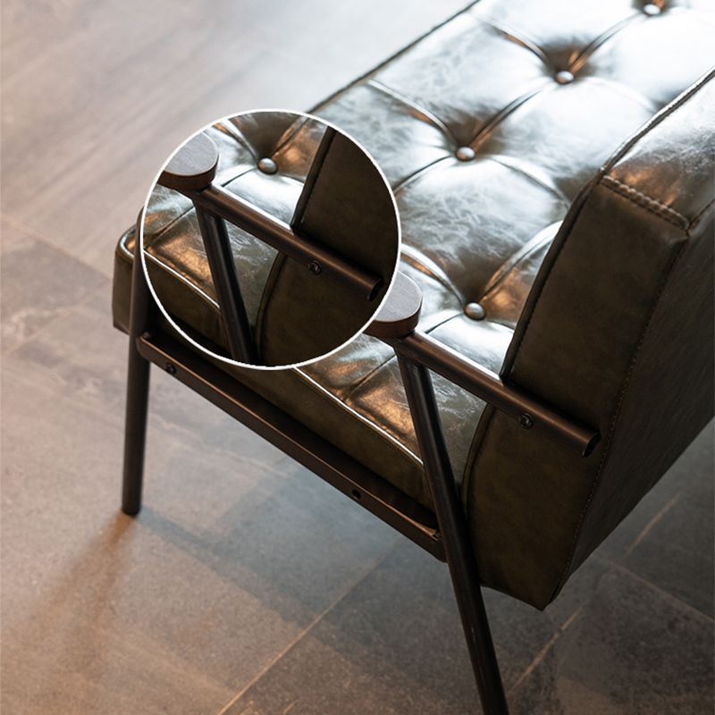 27.95" High Genuine Leather Sofa Recessed Arm Sofa with Tufted Back