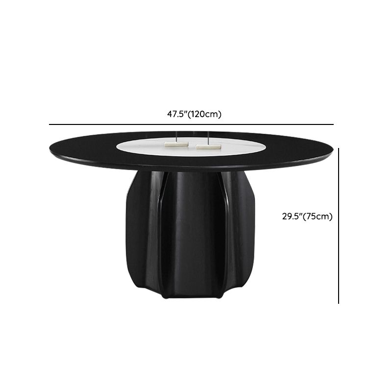 Solid Wood Dining Table Set 1/4/5/7 Pcs Pedestal Dining Table with Upholstered Chairs