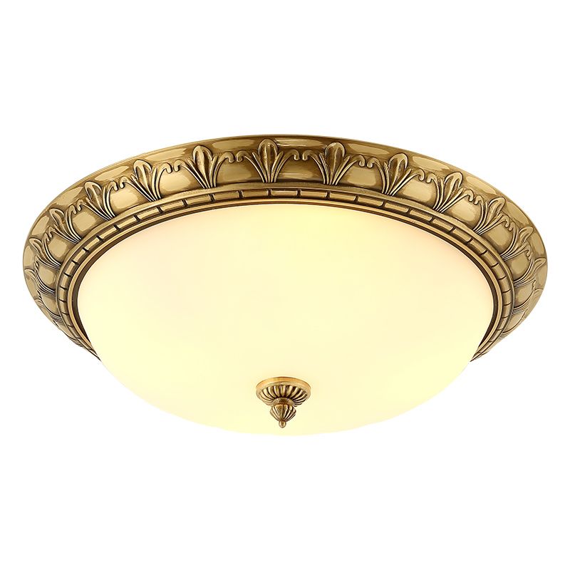 Traditional Flush Mount Light White Glass Shade Ceiling Lamp for Coffee Shop
