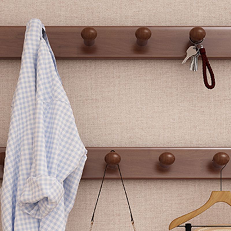 Contemporary Style Coat Hanger Hooks Design Solid Rubberwood Coat Rack with Drawer