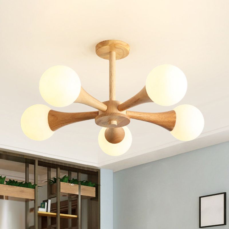 Ultra-Modern Sputnik appeso il lampadario sospensione in legno con cavo sospeso per soggiorno