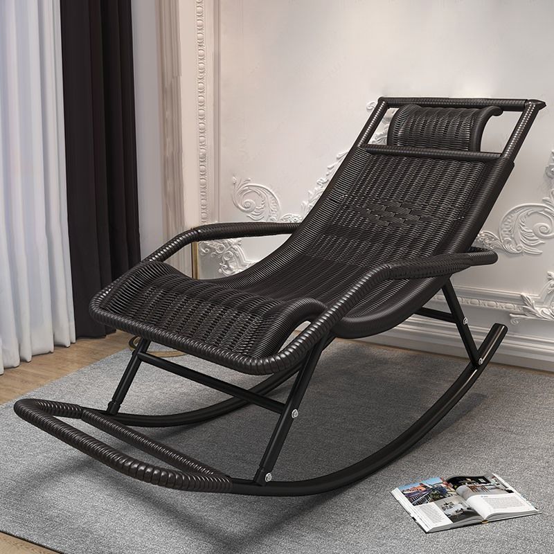 Contemporary Wicker Rocker Chair Woven Rope Rocking Chair for Living Room
