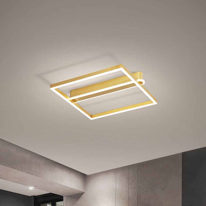 Acrylic Square Frame Ceiling Flush Simple Gold/Coffee Finish LED Flushmount Light for Bedroom
