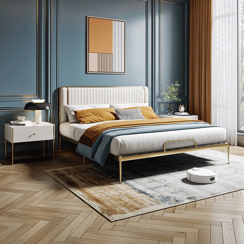 Glam Style Metal Bed Including HeadboardPanel Bed , 43 inch High