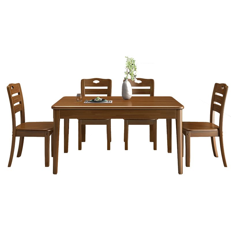 Minimalist Dining Room Set Rectangular Solid Wood Dining Table with Four-leg