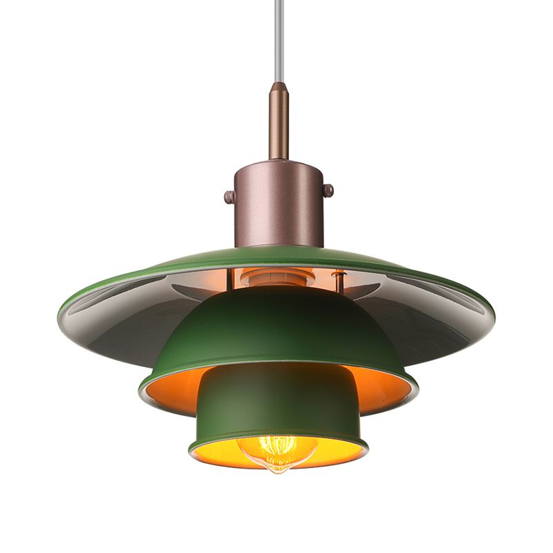 Luminaire suspendu en couches Nordic Metallic 1 Head Living Room Pendant lampe en noir / argent