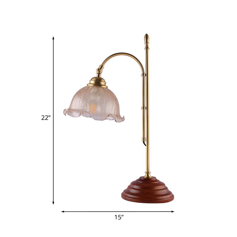 Verre craquelée Bell Floral Bureau lampe minimalisme 1 chambre à coucher légère LIVRE LIVRE EN GOL