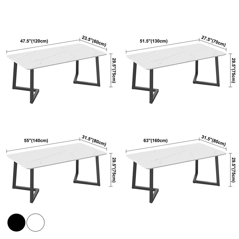 Modern Rectangle Dining Table Sintered Stone Dining Table with Double Pedestal