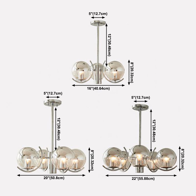 Modern Luxury Globe Pendant Light Wrought Iron Indoor Chandelier with Glass Shade