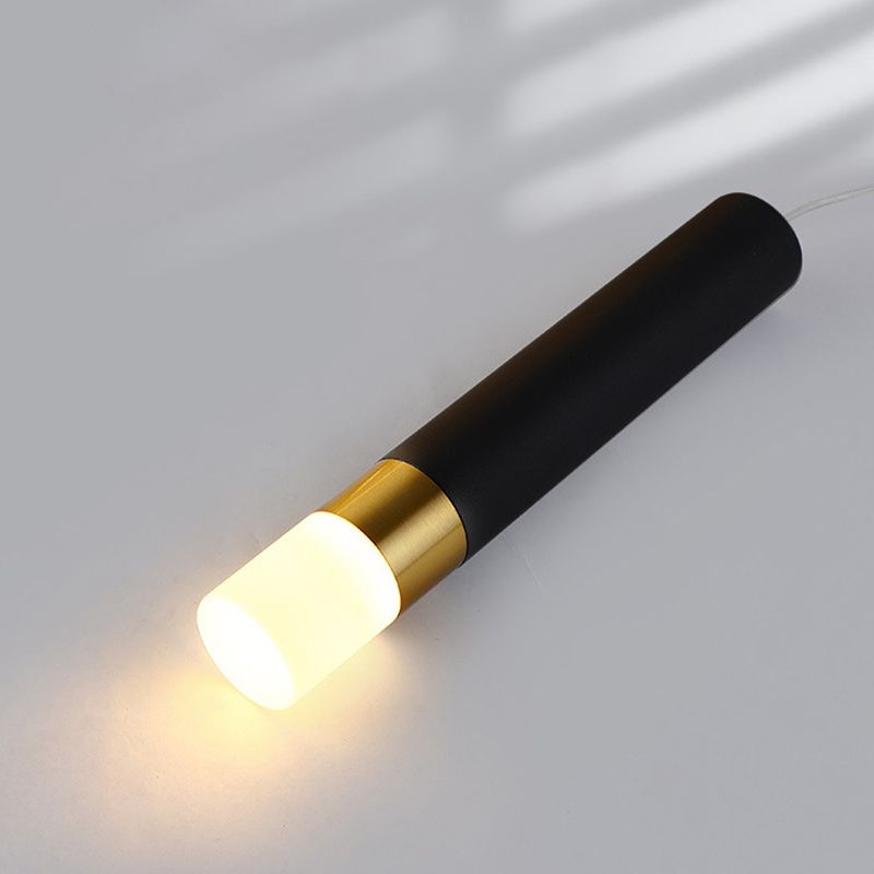 Post Modern LED Pendant Ceiling Fixture in Black / Gold Metal Linear Kitchen Island Light