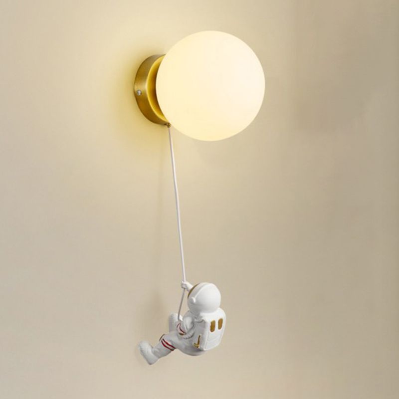Flush Mount Metal Lighting Children Globe Shaded Wall Light for Bedroom