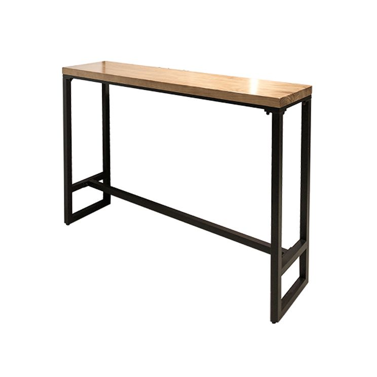 Brown Modern Style Bar Table Solid Wood and Iron with Black Trestle Coffee Shop Bar Table