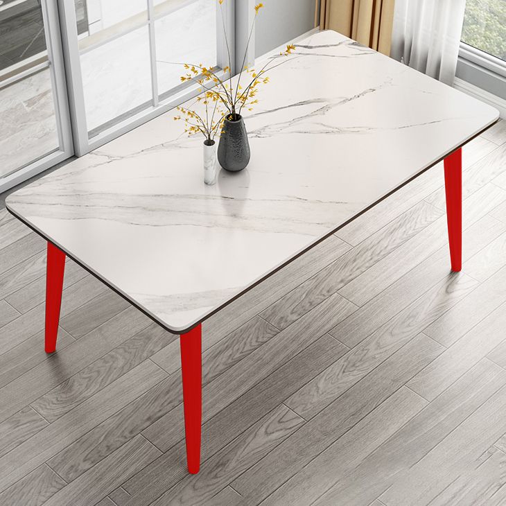 Contemporary Sintered Stone Top Standard Dining Set White for Kitchen Dining Set with 4 Legs Table