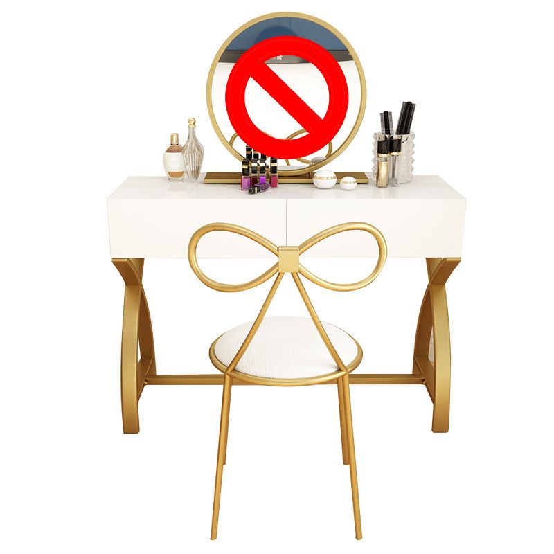 Glam Vanity Set with Drawer Bright White Wood Make-up Vanity, 15.74" Wide