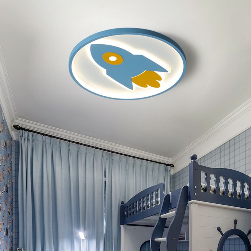 Rocket Flush Mount Ceiling Light Cartoon Metal Ceiling Light Fixtures for Bedroom