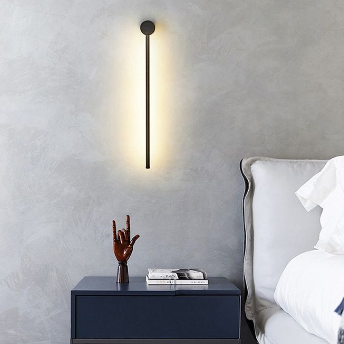 Modern Concise LED Wall Sconce Wrought Iron Linear Wall Lamp with Acrylic Shade