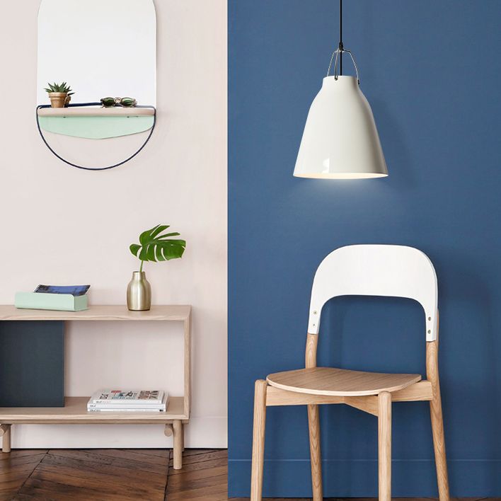 Simple élégant monochrome pendentif Light Bucket Shade 8/16 pouces de large 1 ampoule en aluminium suspendu pour la cuisine